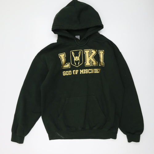 Loki Mens Green Cotton Pullover Hoodie Size M