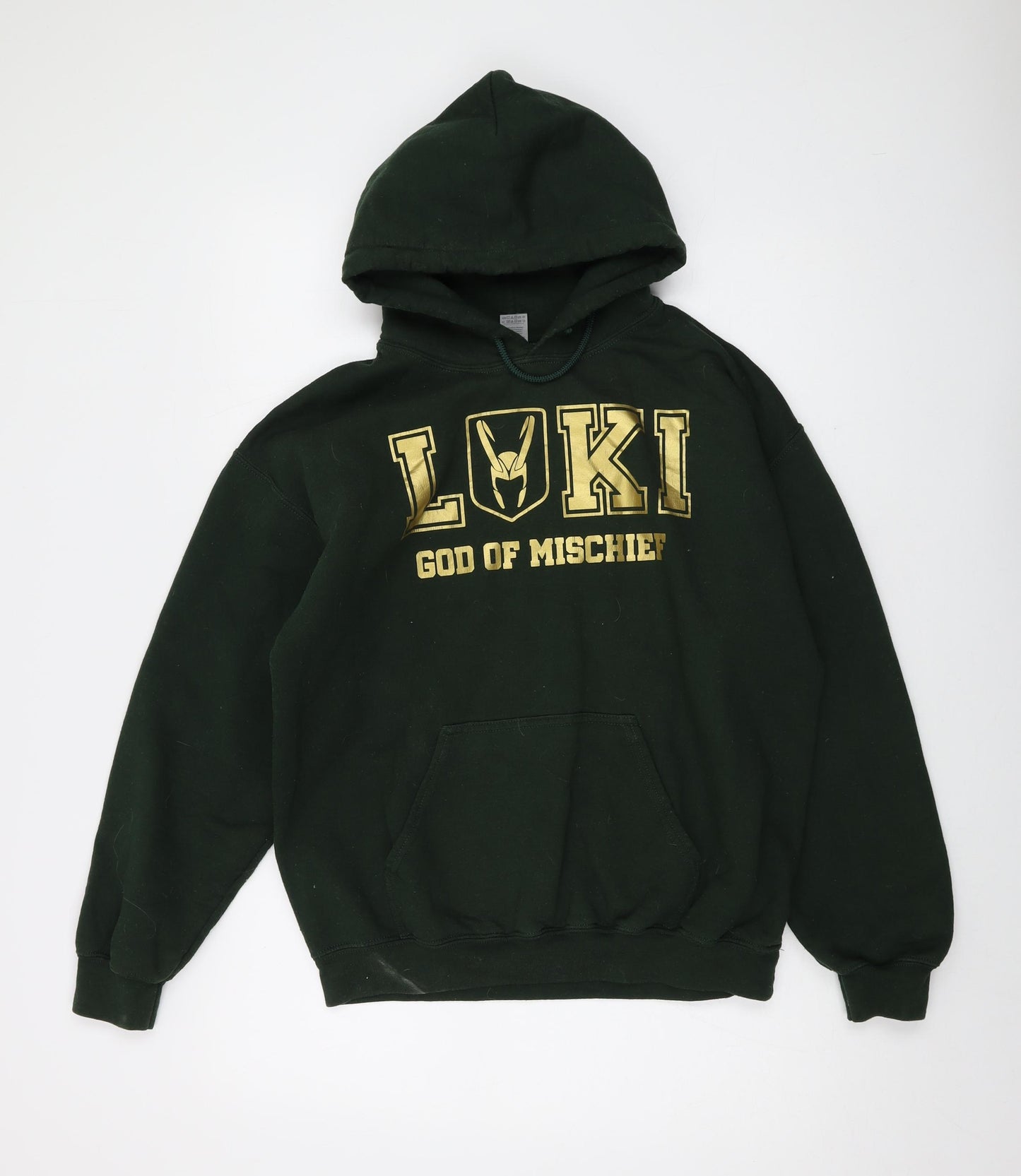 Loki Mens Green Cotton Pullover Hoodie Size M