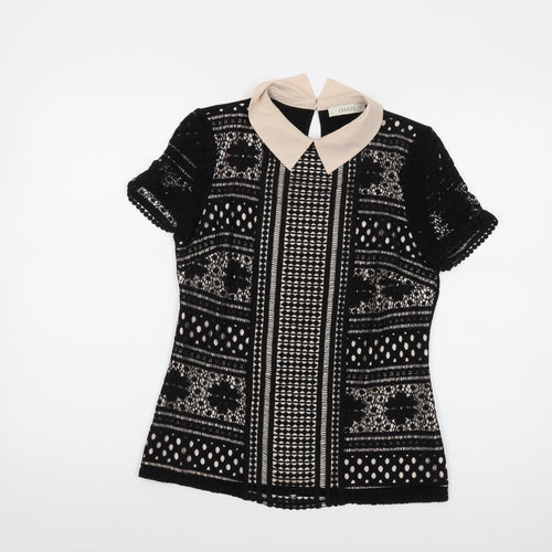 Oasis Womens Black Polyamide Basic Blouse Size S Collared