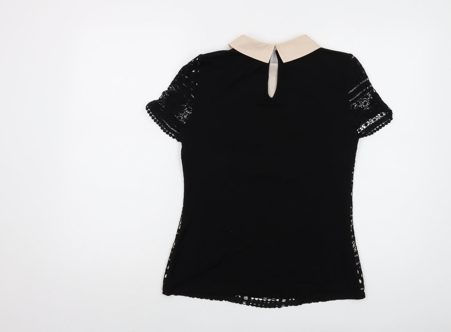 Oasis Womens Black Polyamide Basic Blouse Size S Collared