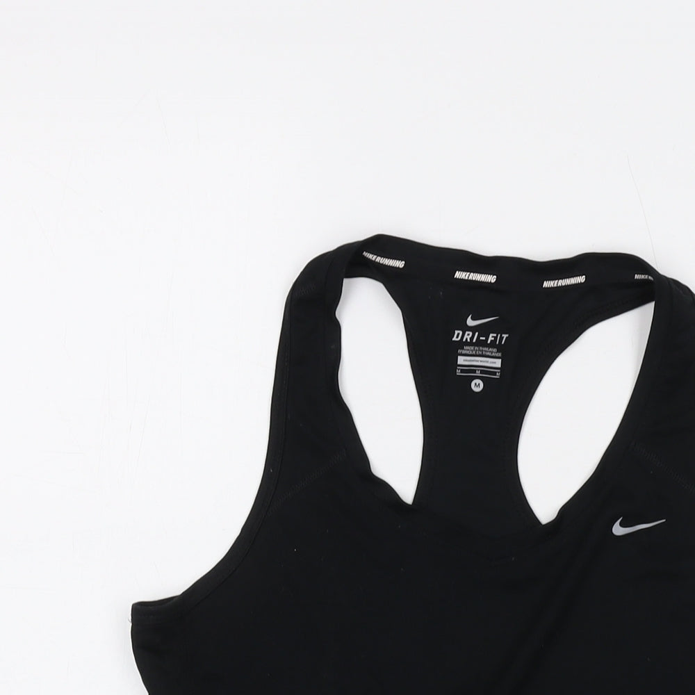 Nike Womens Black Polyester Basic T-Shirt Size M Round Neck Pullover