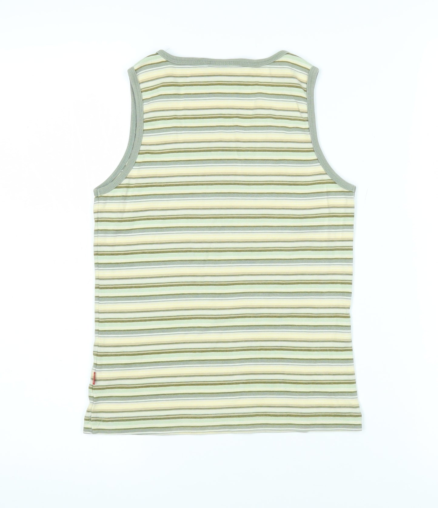 Jackpot Womens Green Striped Cotton Basic T-Shirt Size S Scoop Neck