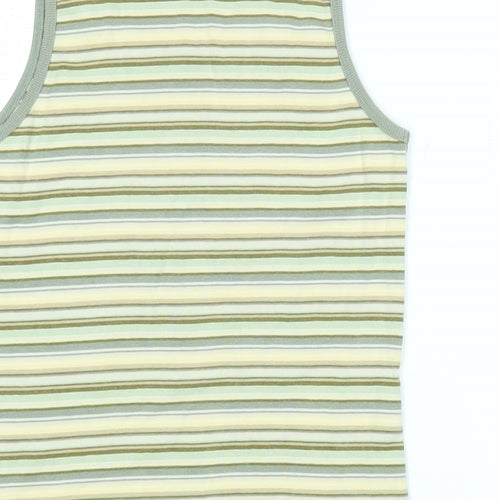 Jackpot Womens Green Striped Cotton Basic T-Shirt Size S Scoop Neck