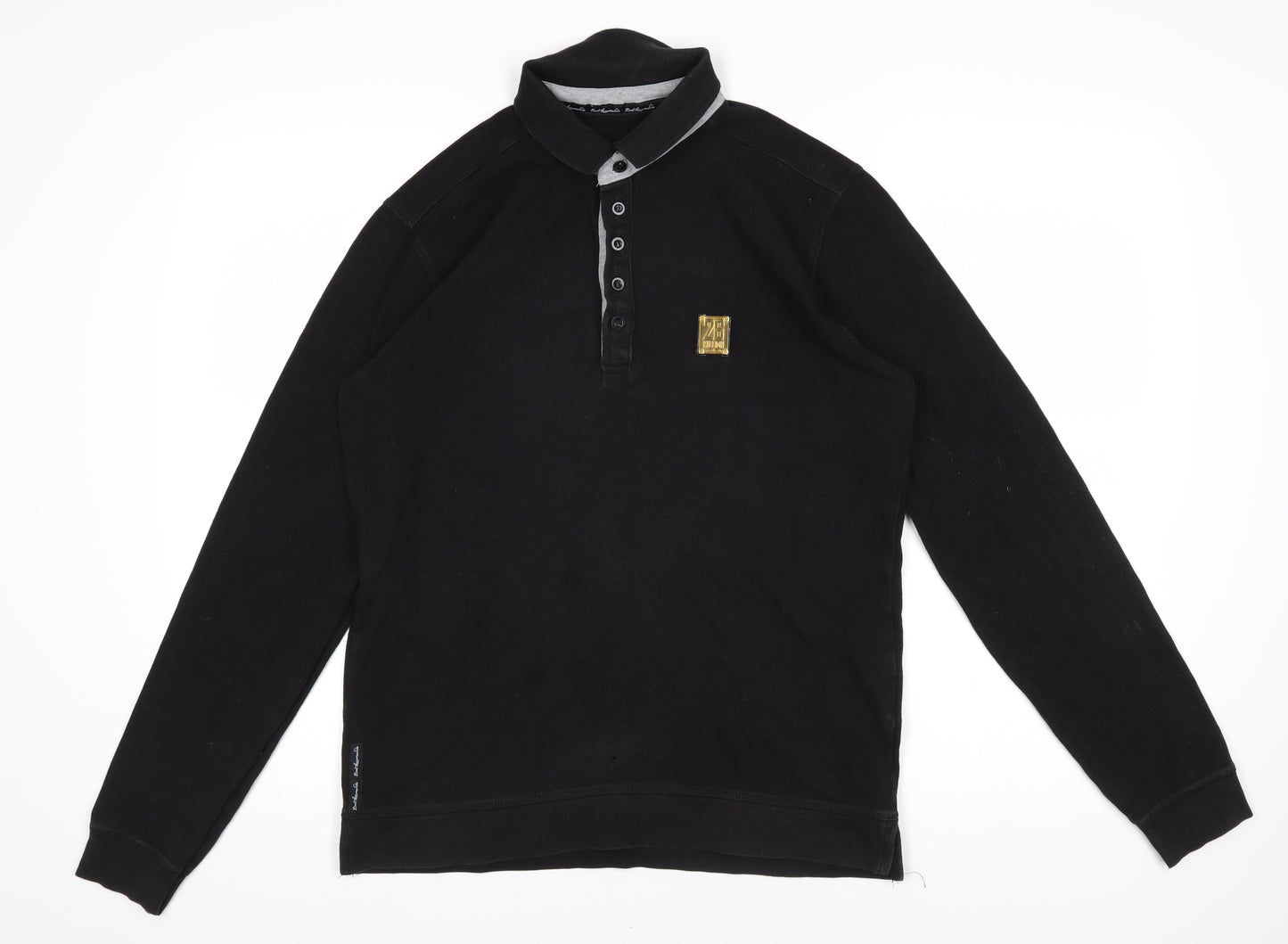 The £26M Project Mens Black Cotton Polo Size M Collared Button