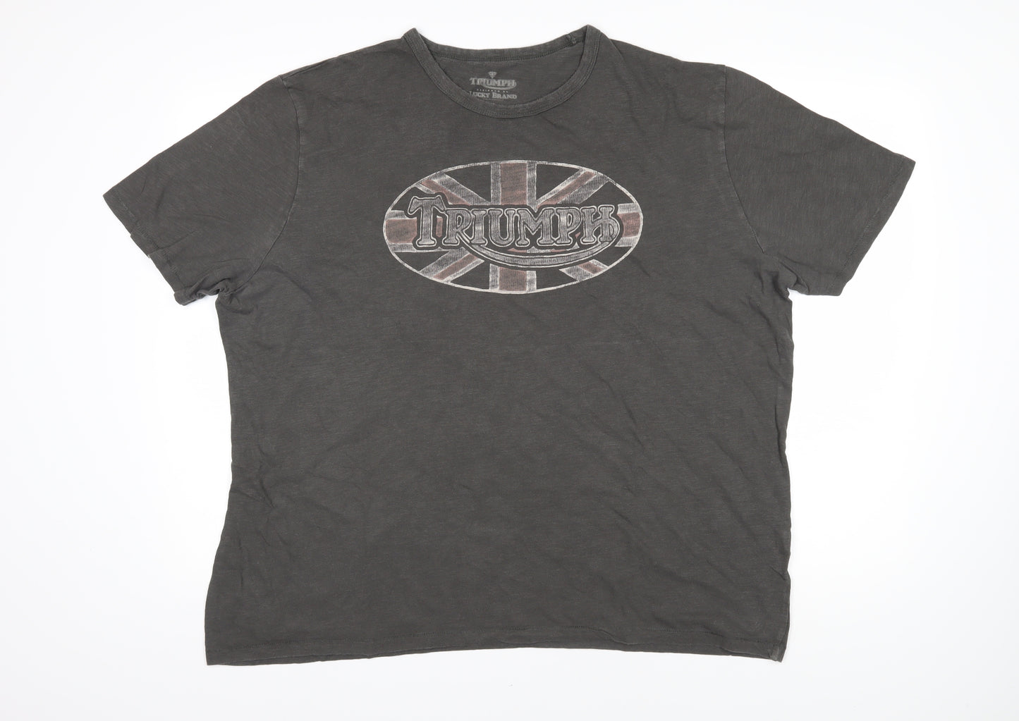 Triumph Mens Grey Cotton T-Shirt Size 2XL Round Neck - Triumph