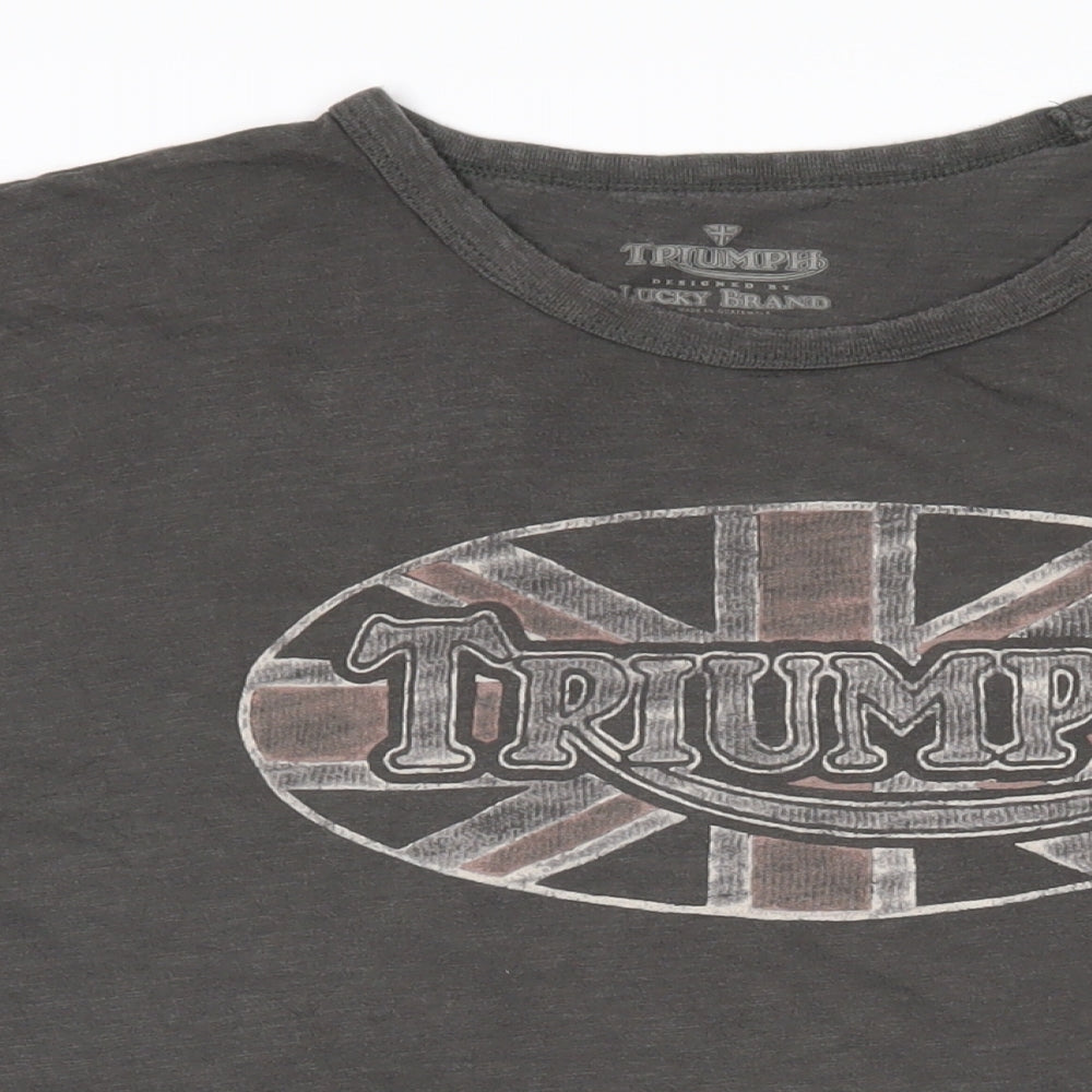 Triumph Mens Grey Cotton T-Shirt Size 2XL Round Neck - Triumph