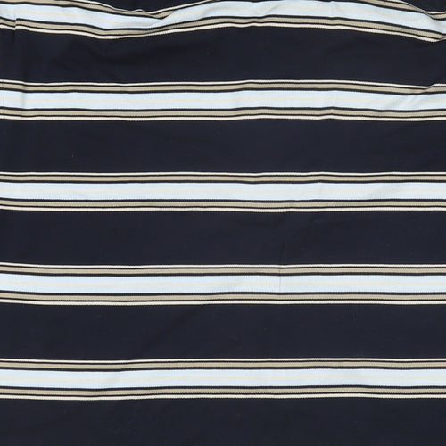 REDGREEN Mens Blue Striped 100% Cotton Polo Size M Collared Button