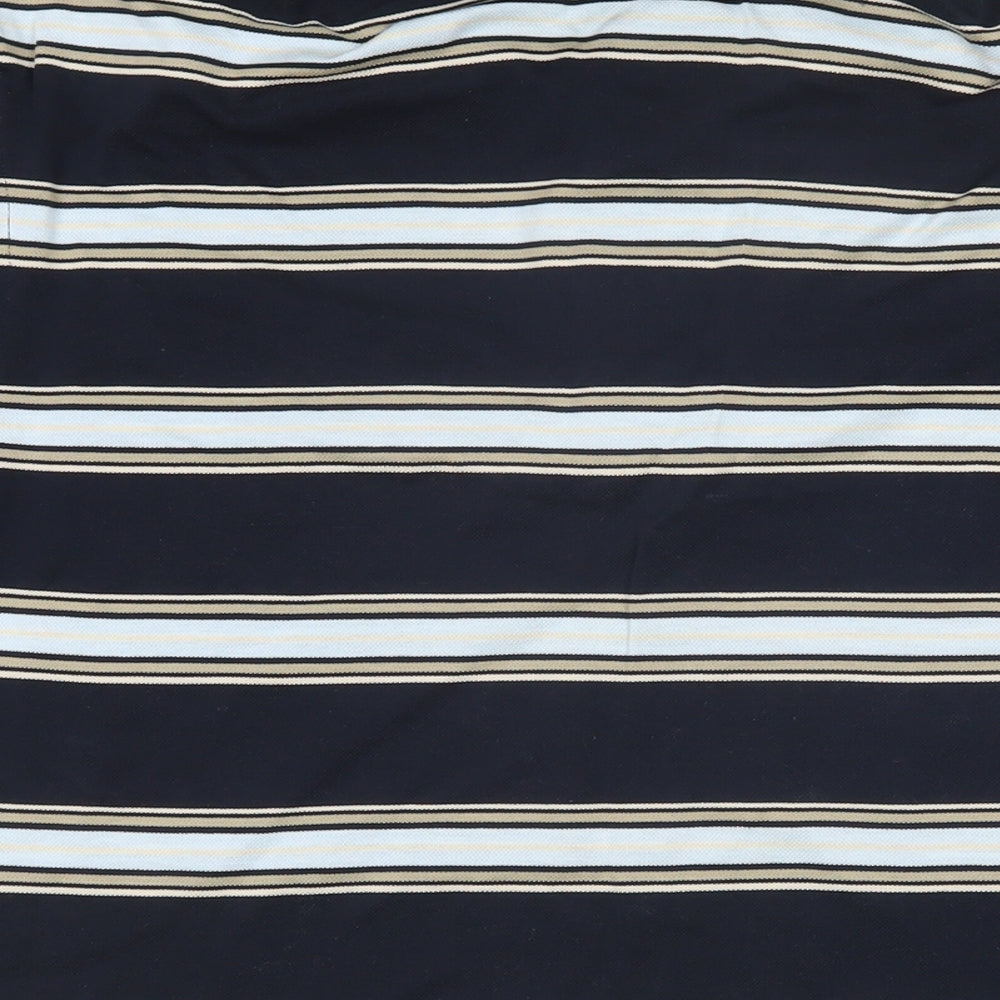 REDGREEN Mens Blue Striped 100% Cotton Polo Size M Collared Button