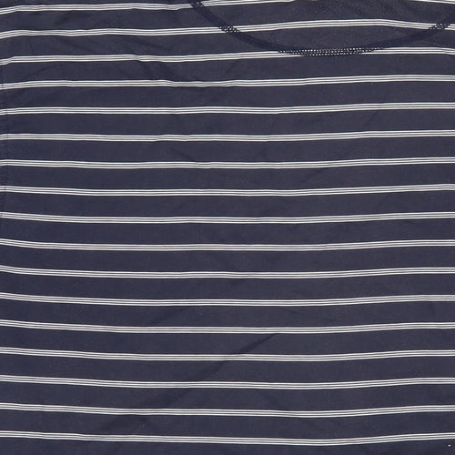 Cutter & Buck Mens Blue Striped 100% Cotton Polo Size M Collared Button