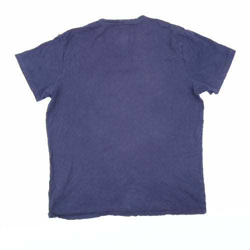 Polo Womens Blue 100% Cotton Basic T-Shirt Size M V-Neck - Distressed edges. Ralph Lauren 1967