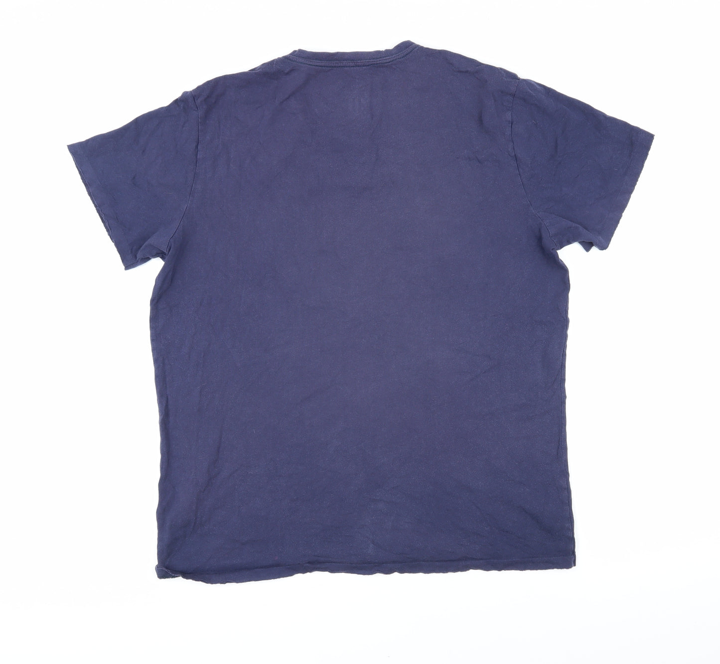 Polo Womens Blue 100% Cotton Basic T-Shirt Size M V-Neck - Distressed edges. Ralph Lauren 1967