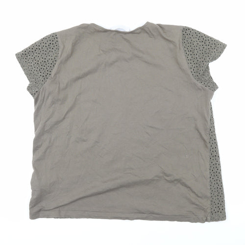 White Label Womens Green Cotton Basic T-Shirt Size 16 Scoop Neck