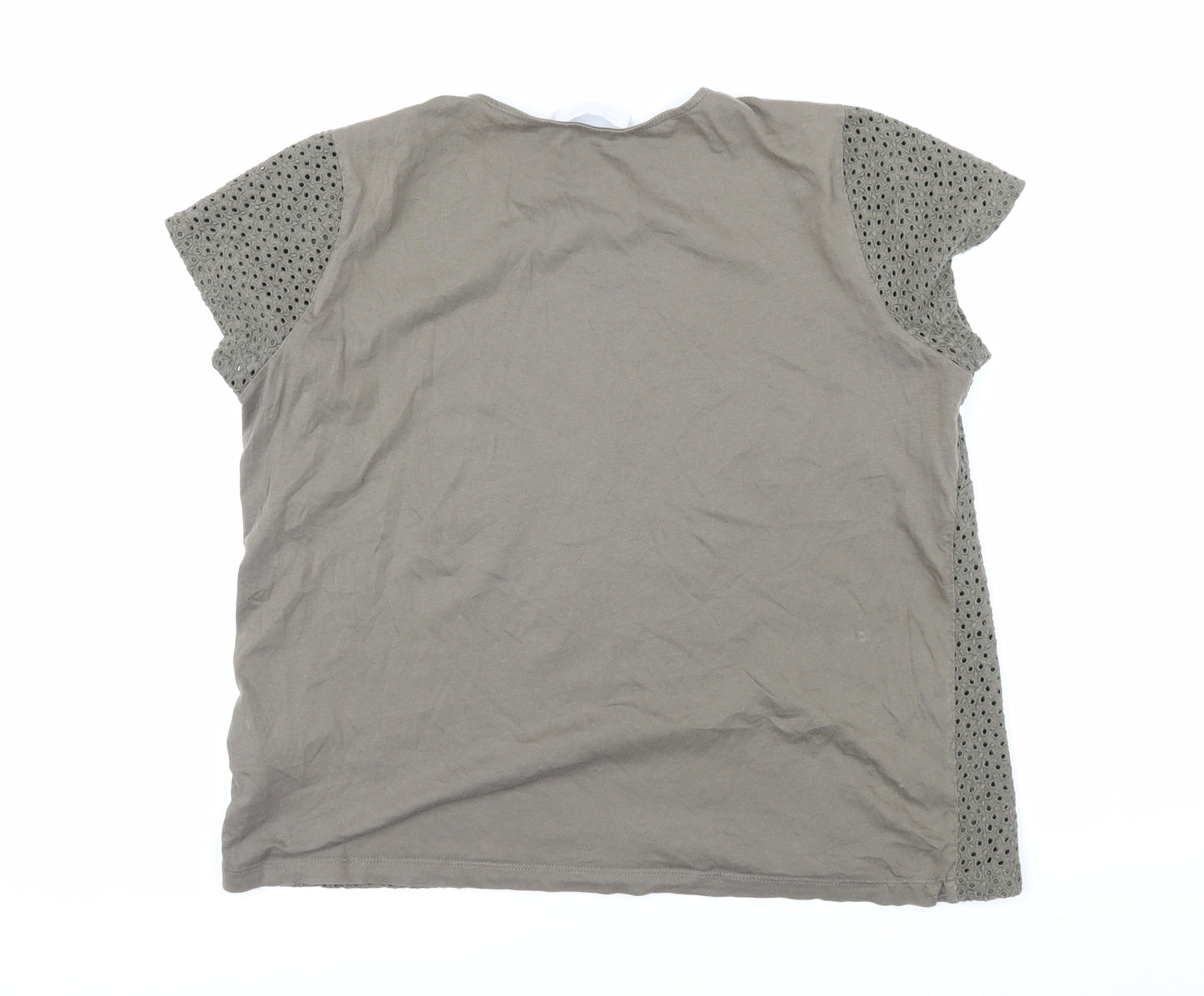 White Label Womens Green Cotton Basic T-Shirt Size 16 Scoop Neck