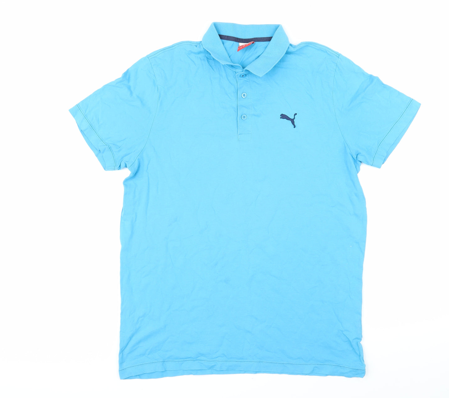 Slazenger Mens Blue Cotton Polo Size L Collared Button