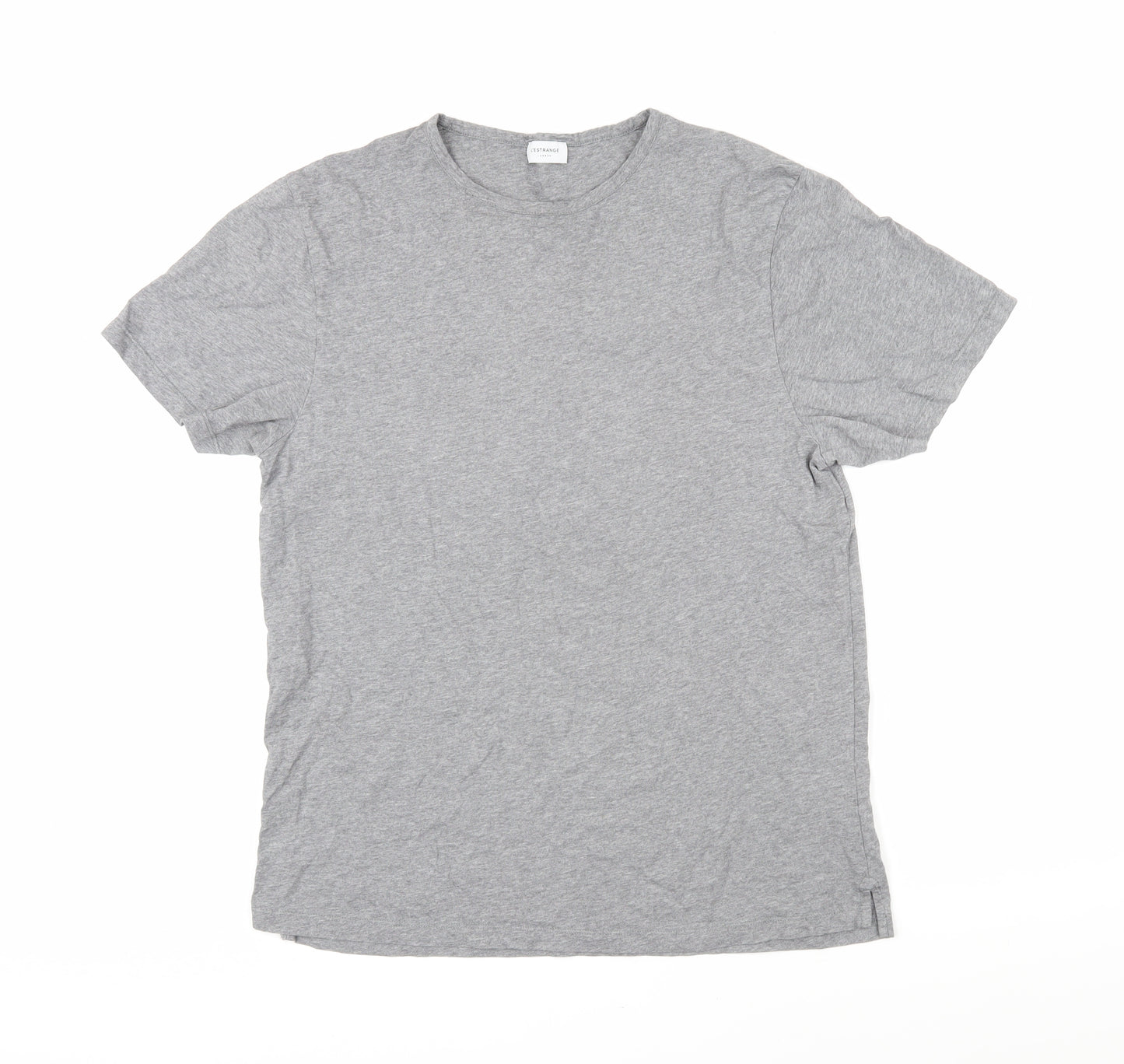 l'strange Womens Grey Cotton Basic T-Shirt Size L Round Neck
