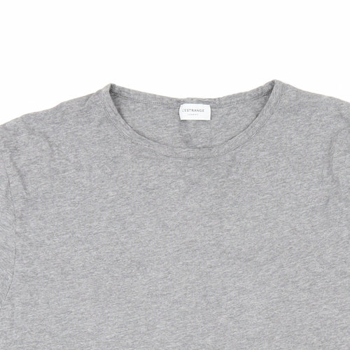 l'strange Womens Grey Cotton Basic T-Shirt Size L Round Neck