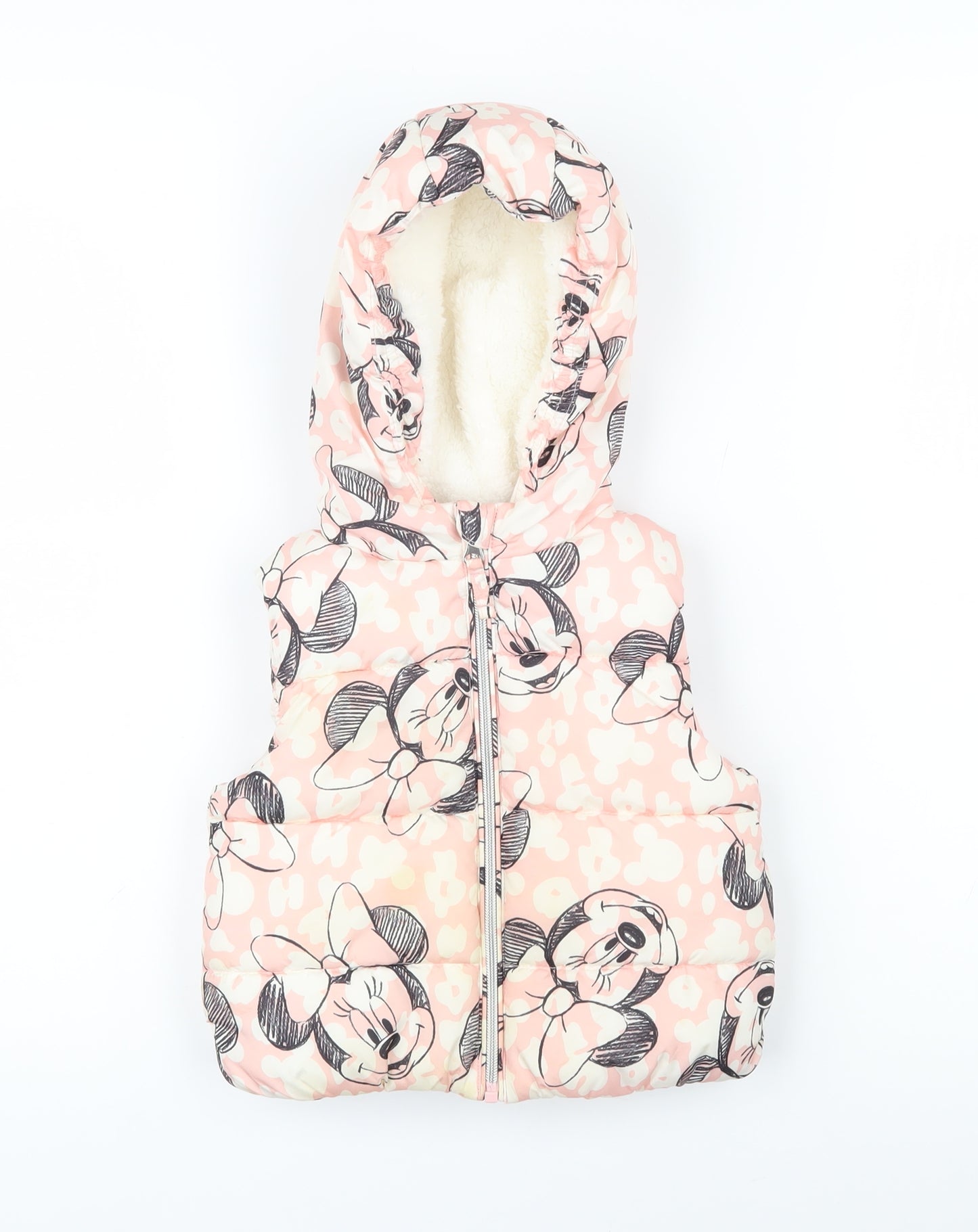 Disney Girls Pink Geometric Gilet Waistcoat Size 12-18 Months Zip - Mickey Mouse