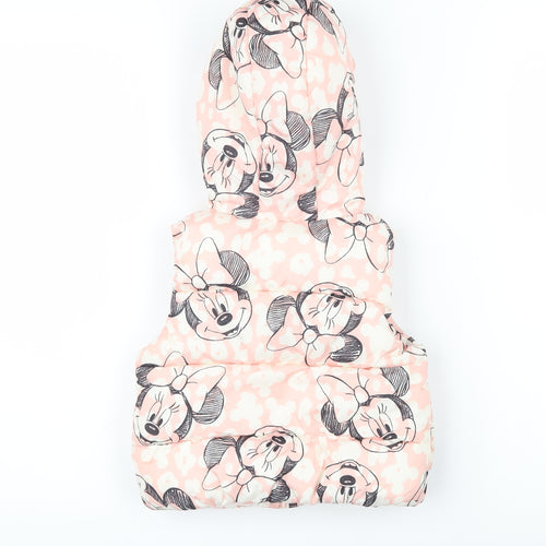 Disney Girls Pink Geometric Gilet Waistcoat Size 12-18 Months Zip - Mickey Mouse