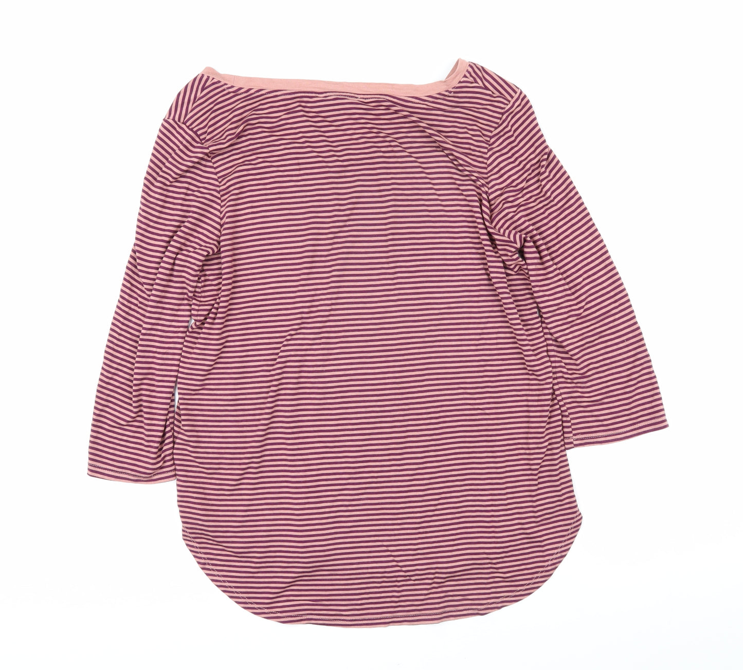 Cynthia Rowley Womens Multicoloured Striped Viscose Basic T-Shirt Size M Boat Neck