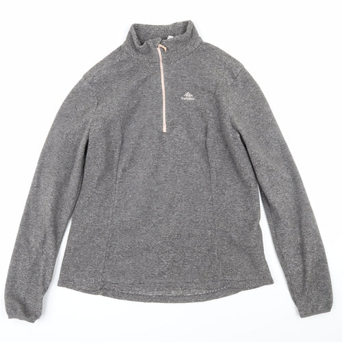 DECATHLON Womens Grey 100% Polyester Pullover Sweatshirt Size 12 Zip