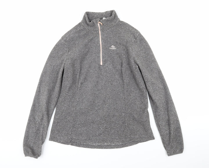DECATHLON Womens Grey 100% Polyester Pullover Sweatshirt Size 12 Zip