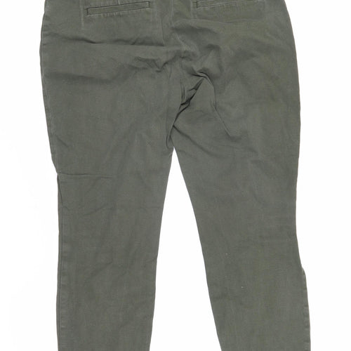 Gap Womens Green Cotton Cropped Trousers Size 12 L23 in Regular Zip