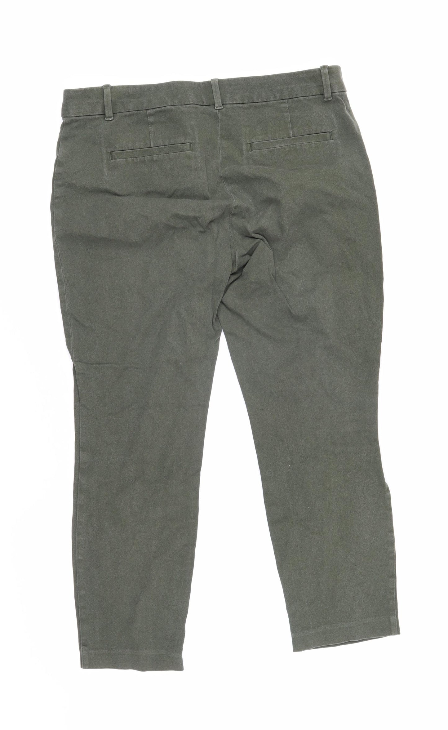 Gap Womens Green Cotton Cropped Trousers Size 12 L23 in Regular Zip