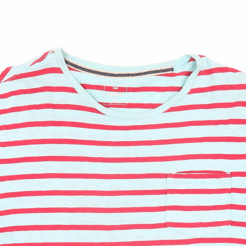 Gap Womens Green Striped 100% Cotton Basic T-Shirt Size M Round Neck