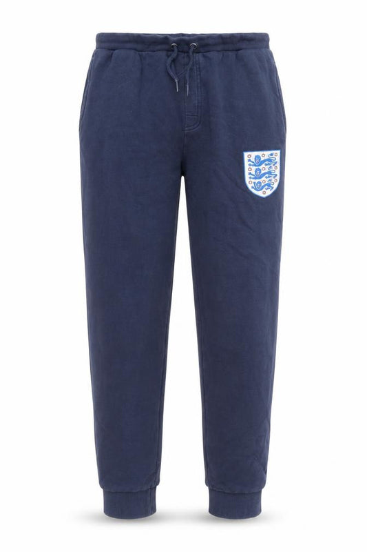 Front view of England boys’ blue cotton jogger trousers, size 14, years, 27-inch leg regular - england football