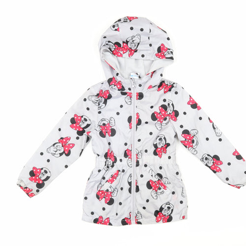 Disney Girls Green Geometric Rain Coat Coat Size 6-7 Years Zip - Minnie Mouse