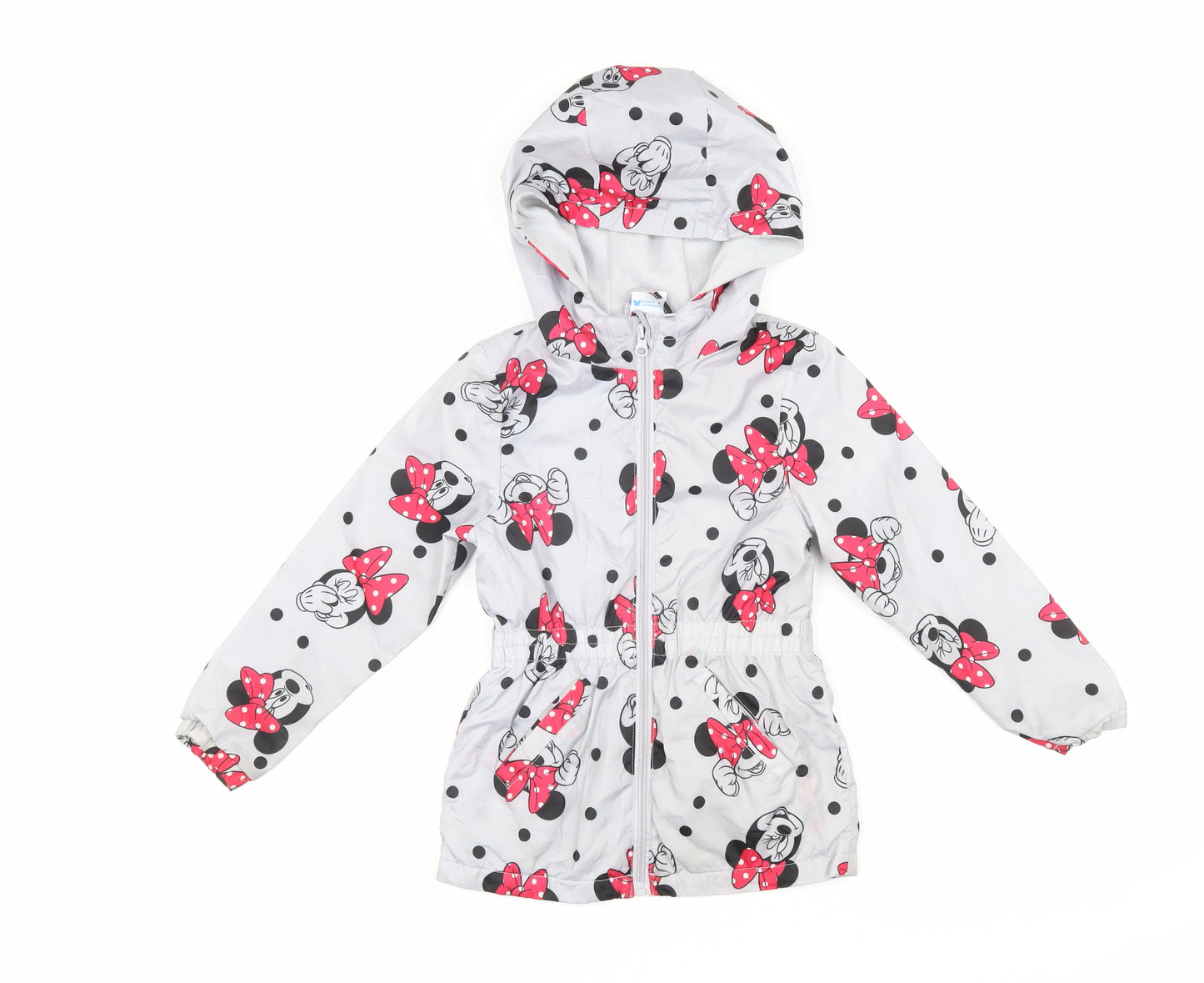 Disney Girls Green Geometric Rain Coat Coat Size 6-7 Years Zip - Minnie Mouse