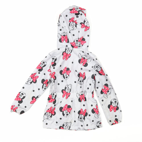 Disney Girls Green Geometric Rain Coat Coat Size 6-7 Years Zip - Minnie Mouse