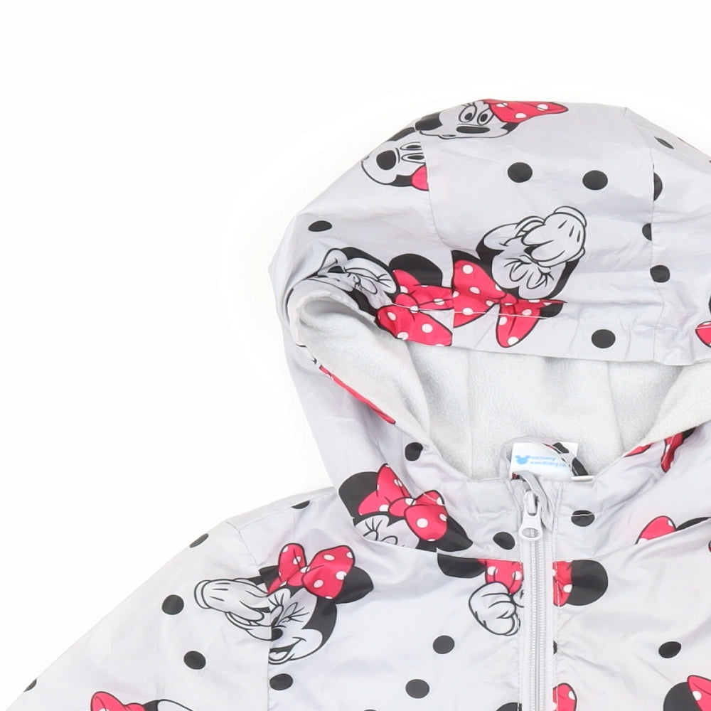 Disney Girls Green Geometric Rain Coat Coat Size 6-7 Years Zip - Minnie Mouse