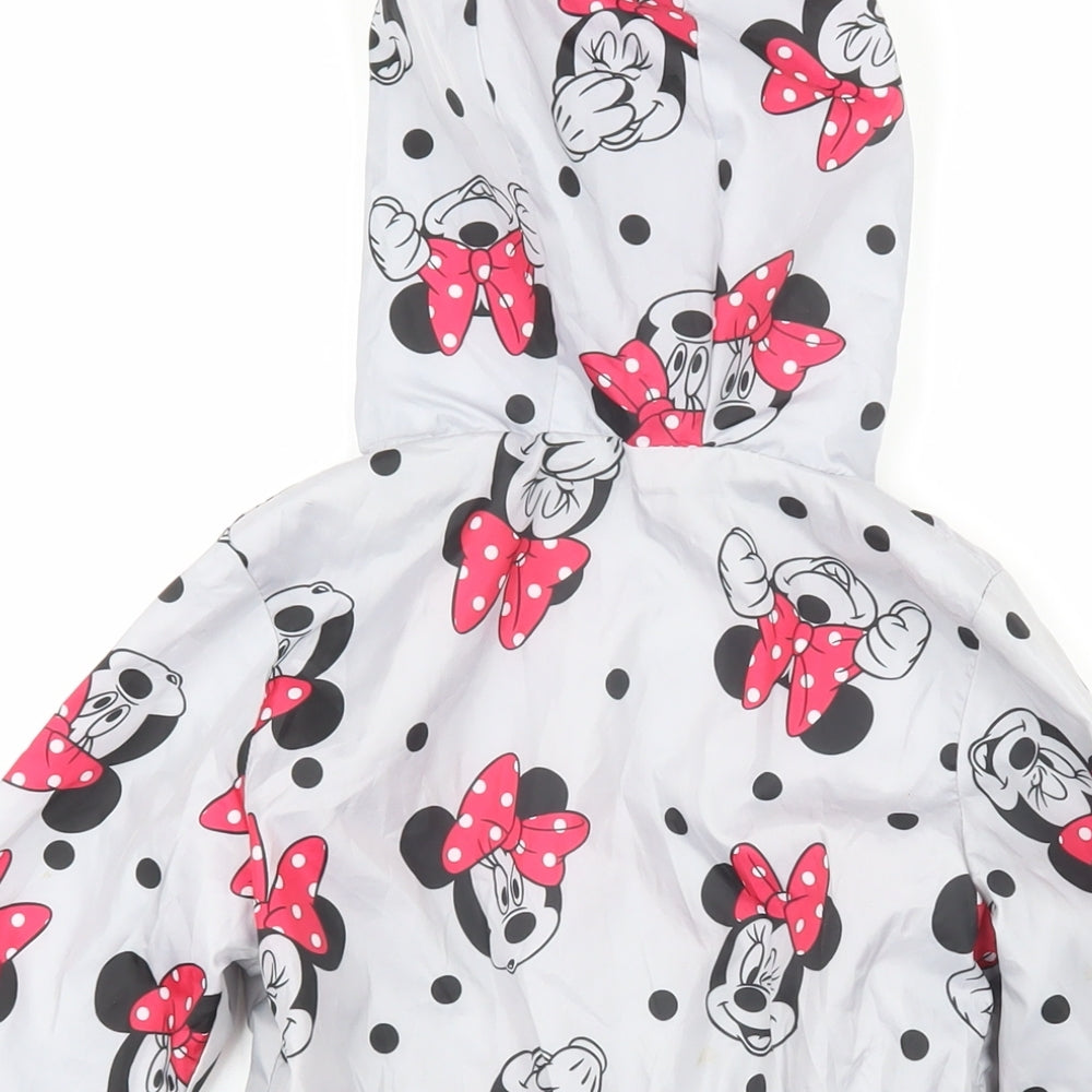 Disney Girls Green Geometric Rain Coat Coat Size 6-7 Years Zip - Minnie Mouse