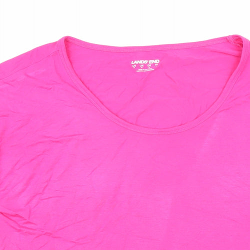 Lands' End Womens Pink Viscose Basic T-Shirt Size M Scoop Neck