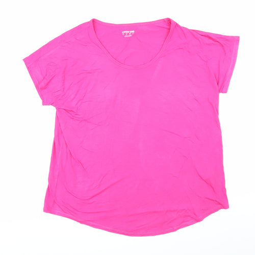 Lands' End Womens Pink Viscose Basic T-Shirt Size M Boat Neck