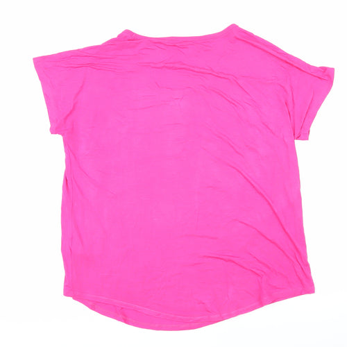 Lands' End Womens Pink Viscose Basic T-Shirt Size M Boat Neck