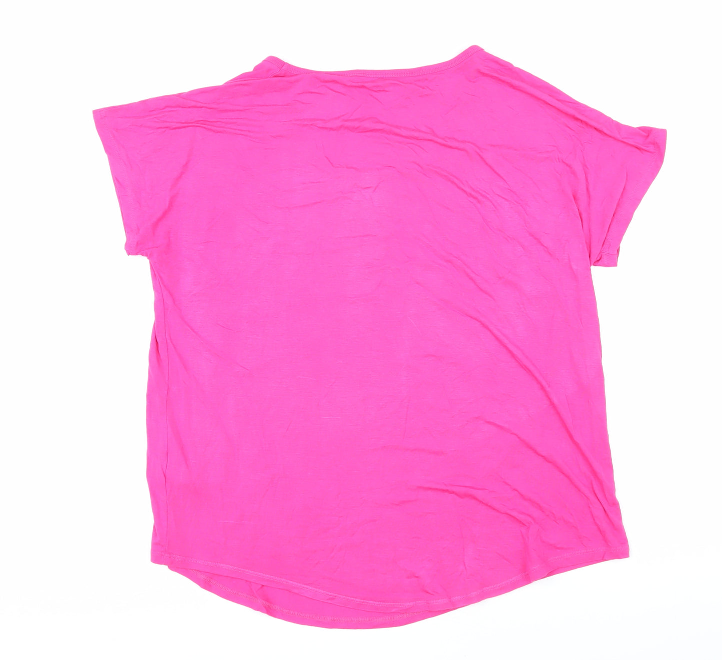 Lands' End Womens Pink Viscose Basic T-Shirt Size M Boat Neck