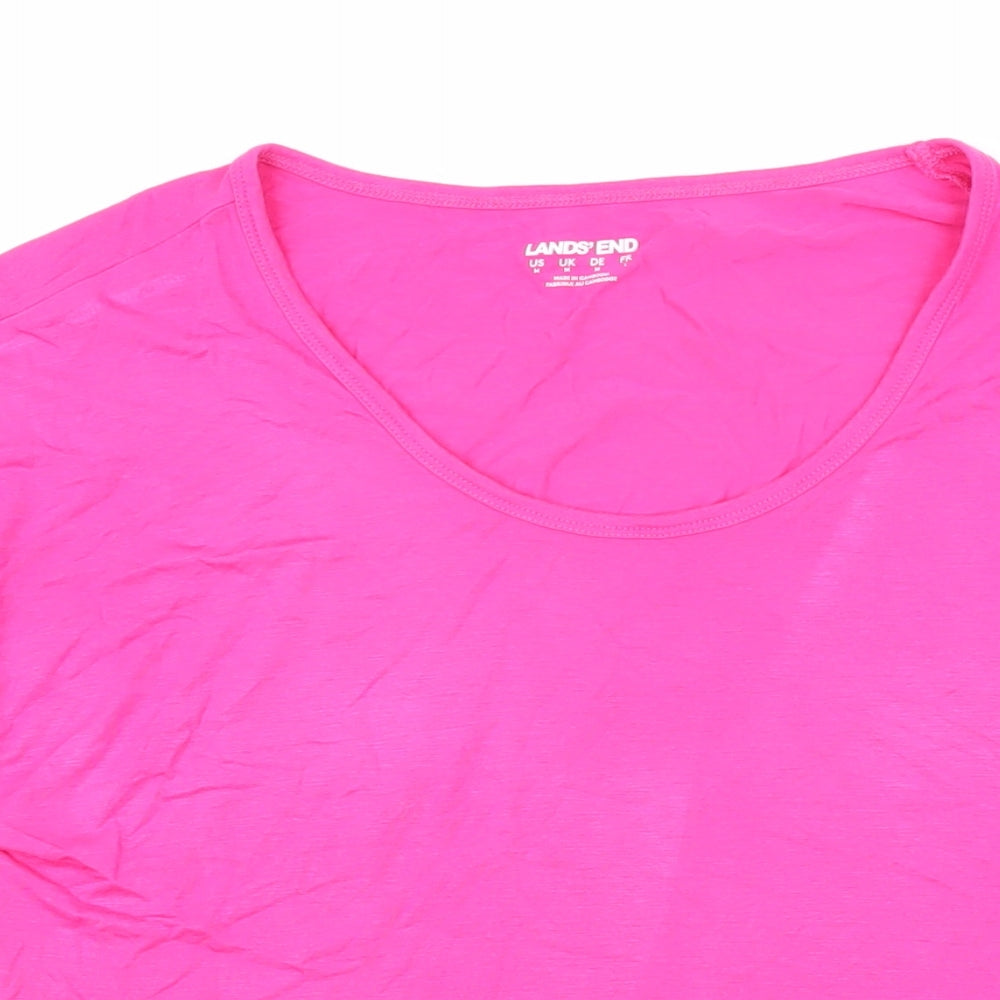 Lands' End Womens Pink Viscose Basic T-Shirt Size M Boat Neck