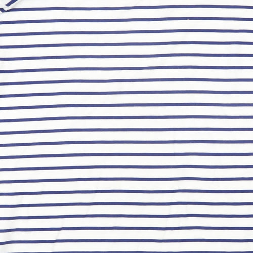 Hobbs Womens Blue Striped Viscose Basic T-Shirt Size M Boat Neck