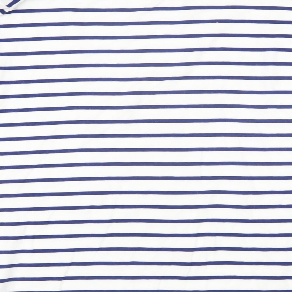 Hobbs Womens Blue Striped Viscose Basic T-Shirt Size M Boat Neck