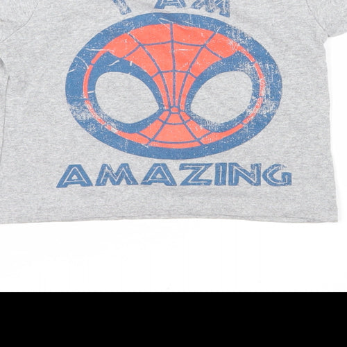 Marvel Boys Grey Cotton Basic T-Shirt Size 2-3 Years Round Neck Pullover - I am amazing. Spiderman