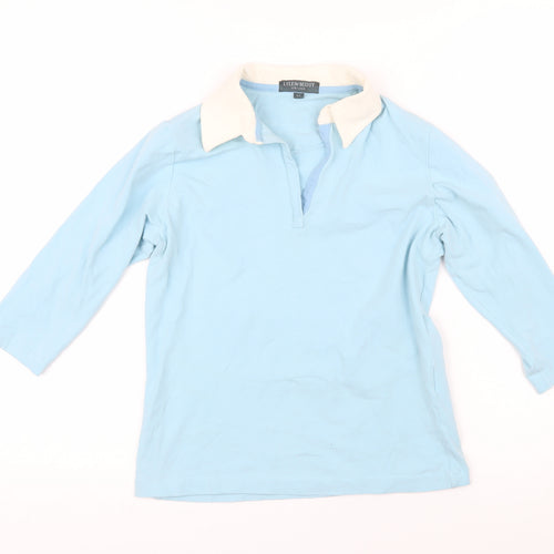 Lyle & Scott Womens Blue Cotton Cropped Polo Size M Collared