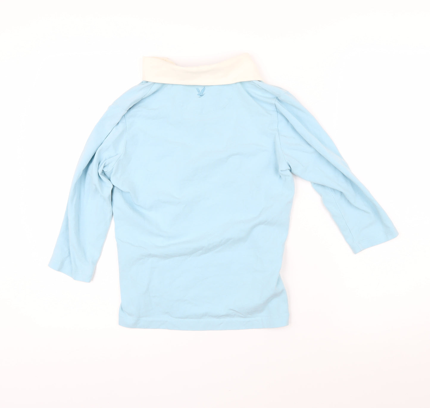 Lyle & Scott Womens Blue Cotton Cropped Polo Size M Collared