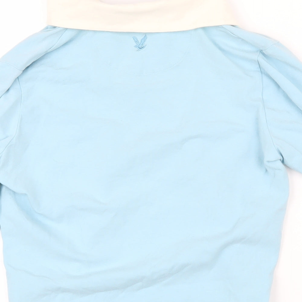 Lyle & Scott Womens Blue Cotton Cropped Polo Size M Collared