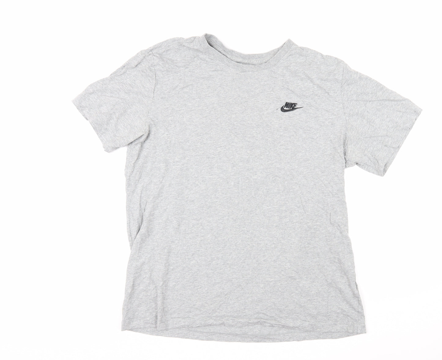 Nike Womens Grey Cotton Basic T-Shirt Size L Round Neck