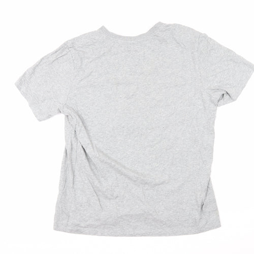 Nike Womens Grey Cotton Basic T-Shirt Size L Round Neck