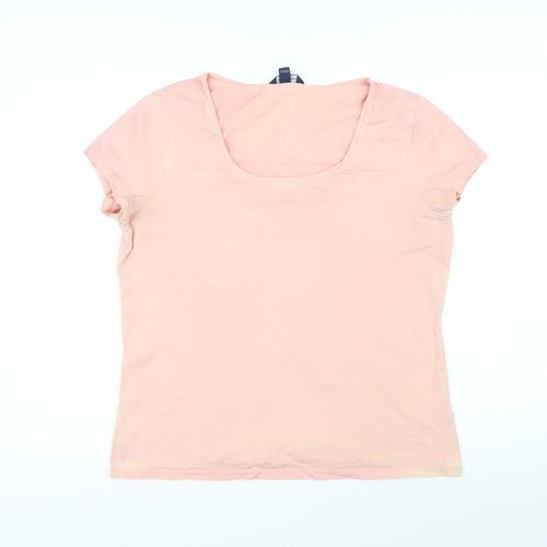 Lands' End Womens Pink Cotton Basic T-Shirt Size M Scoop Neck