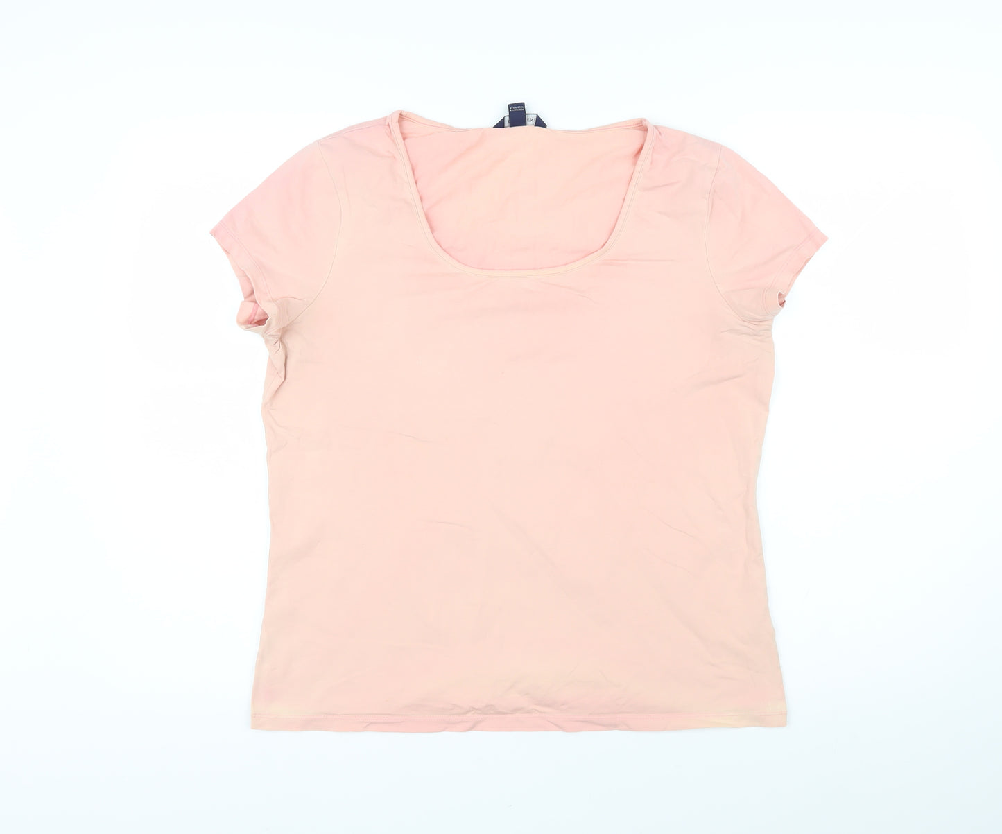 Lands' End Womens Pink Cotton Basic T-Shirt Size M Scoop Neck