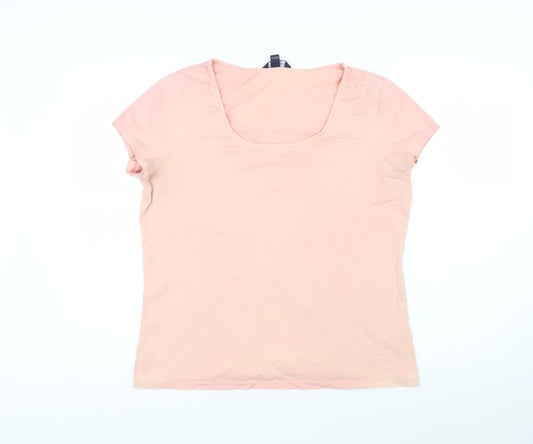 Lands' End Womens Pink Cotton Basic T-Shirt Size M Scoop Neck